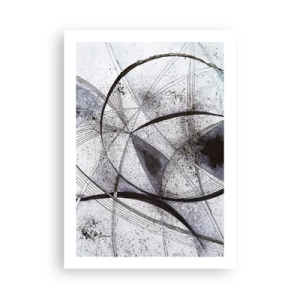Poster - Composizione astratta di linee geometriche e cerchi - 50x70cm - Fantasia futuristica - Decorazione murale moderna per soggiorno e camera da letto ARTTOR