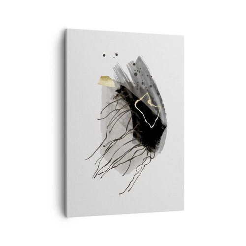 Quadro su tela - Stampe su Tela - Una composizione astratta con accenti di nero e oro. - 50x70cm - In nero e in oro - Decorazione murale moderna per soggiorno e camera da letto ARTTOR