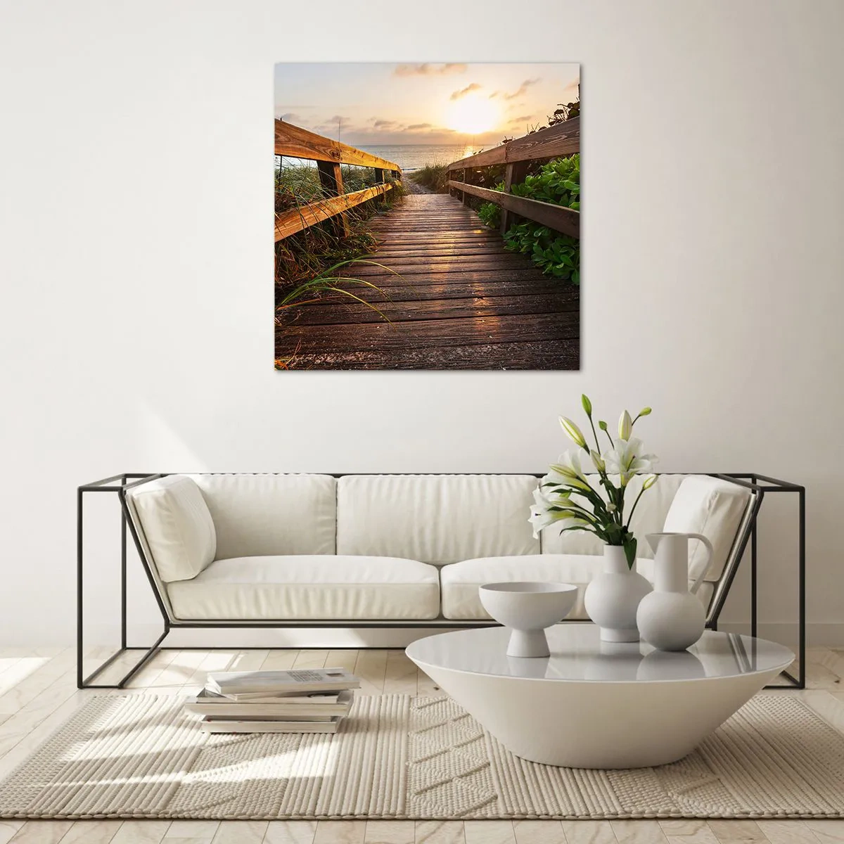 Quadro su vetro - Dritto verso la riva - 50x50 cm