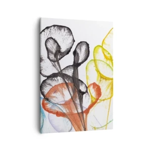 Quadro su tela - Stampe su Tela - Fiori trasparenti colorati su sfondo bianco - 50x70cm - Fiori con l'anima - Decorazione murale moderna per soggiorno e camera da letto ARTTOR
