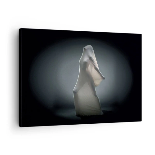 Quadro su tela - Stampe su Tela - Una figura in tessuto bianco su uno sfondo scuro - 70x50cm - Desideri nascosti - Decorazione murale moderna per soggiorno e camera da letto ARTTOR