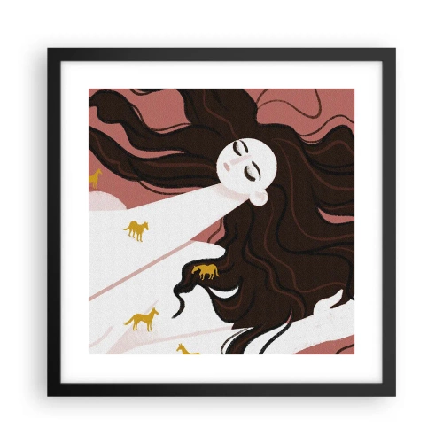 Poster in cornice nera - Il sogno del cavallo d'oro - 40x40 cm