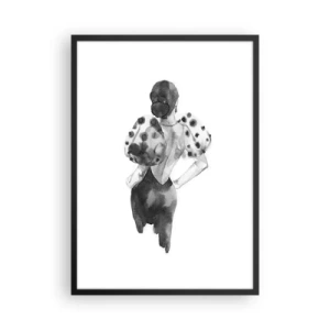 Poster in cornice nera - Silhouette elegante di una donna in nero con un accento elegante - 50x70cm - è passata accanto - Decorazione murale moderna per soggiorno e camera da letto ARTTOR