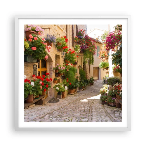Poster in cornice bianca - Un'esplosione di fiori - 60x60 cm