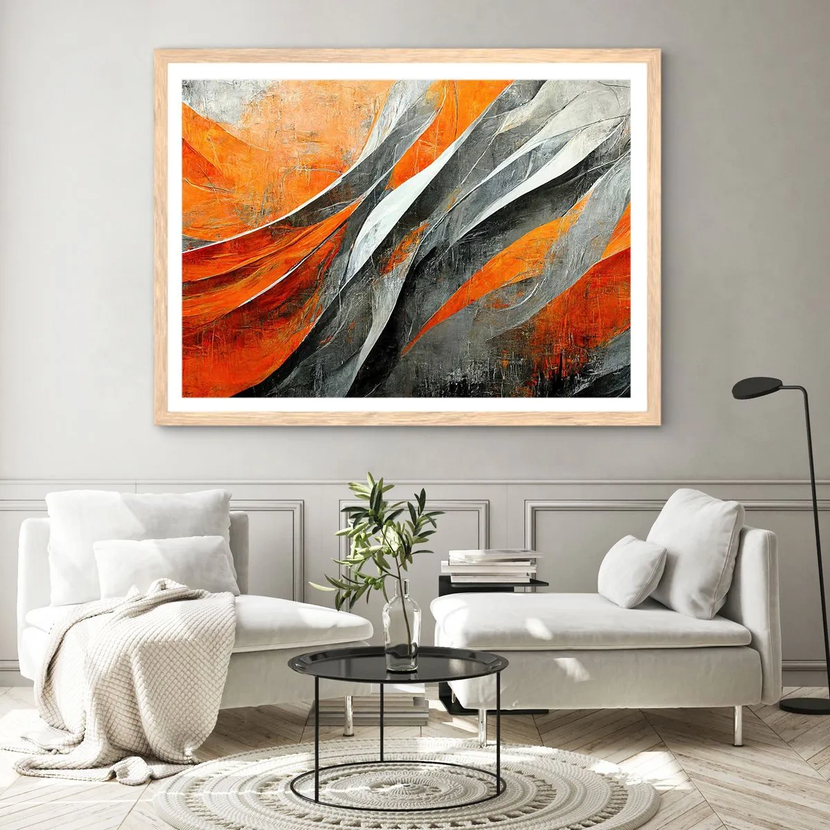 Poster in cornice rovere chiaro - Caldo e freddo - 70x50 cm