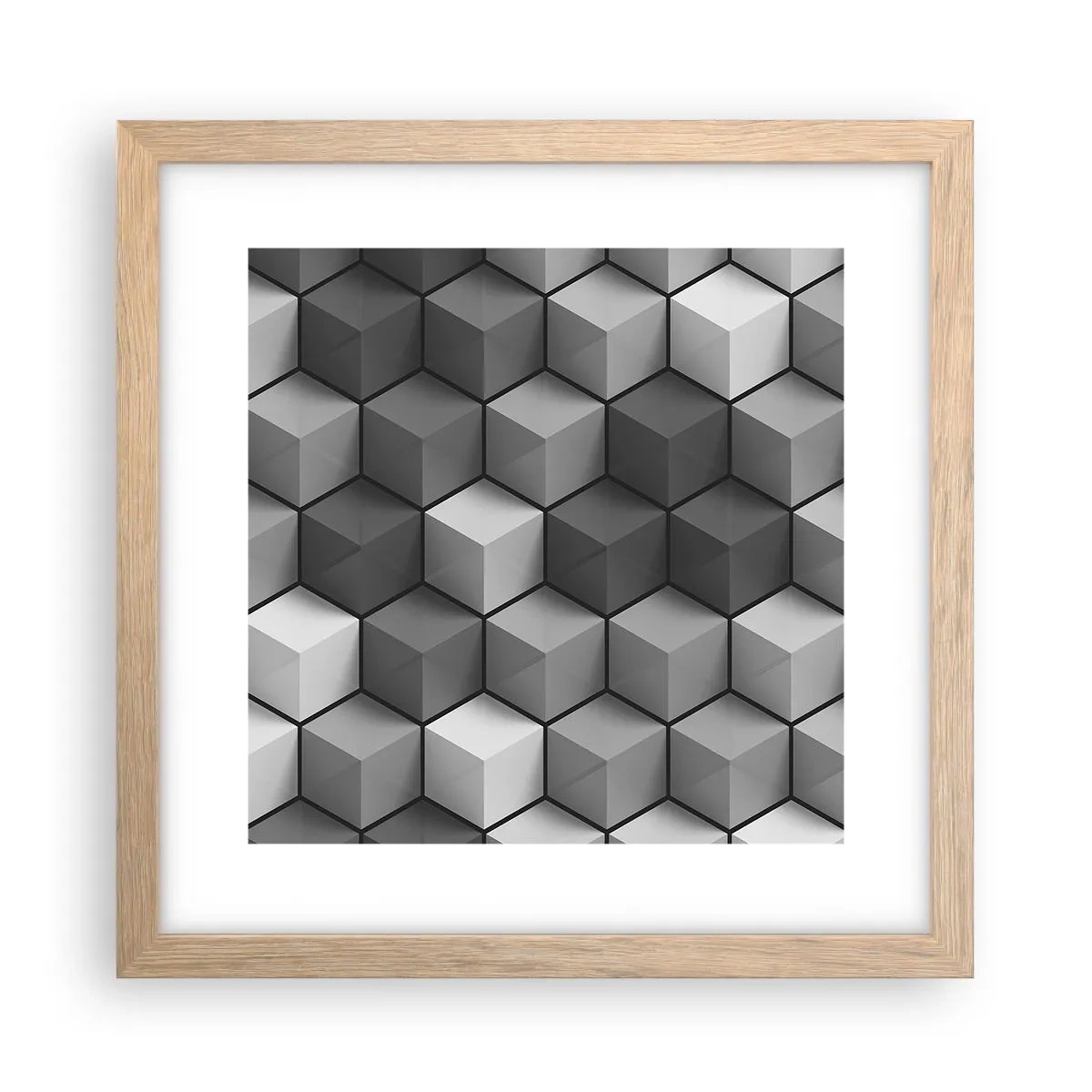 Poster in cornice rovere chiaro - Puzzle cubista - 30x30 cm