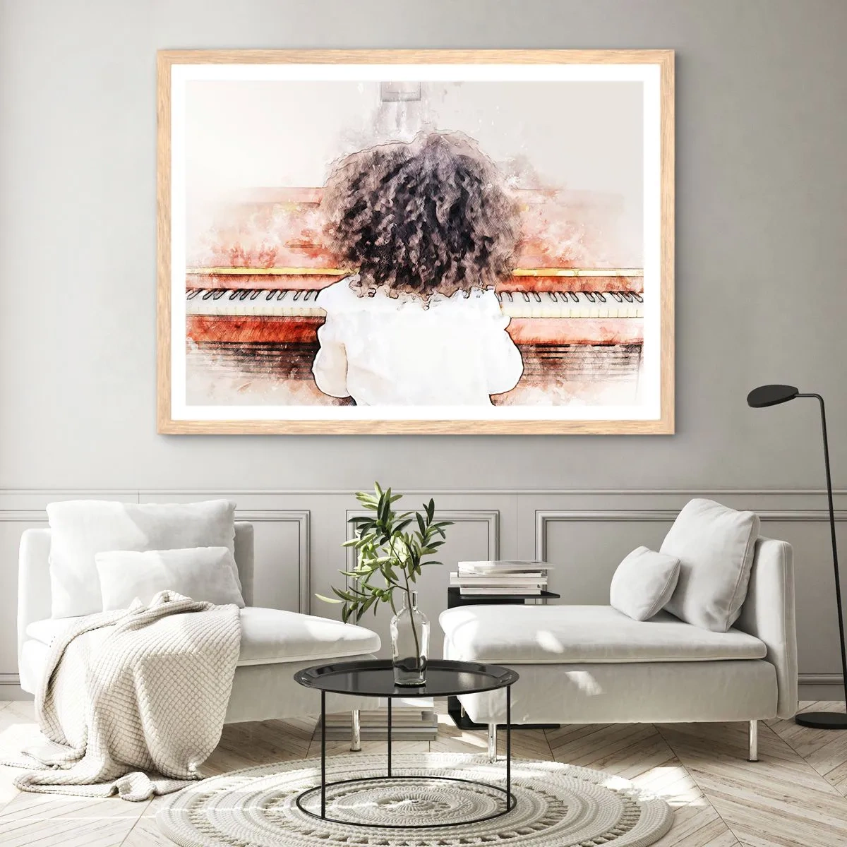 Poster in cornice rovere chiaro - Nel nuovo mondo - 100x70 cm