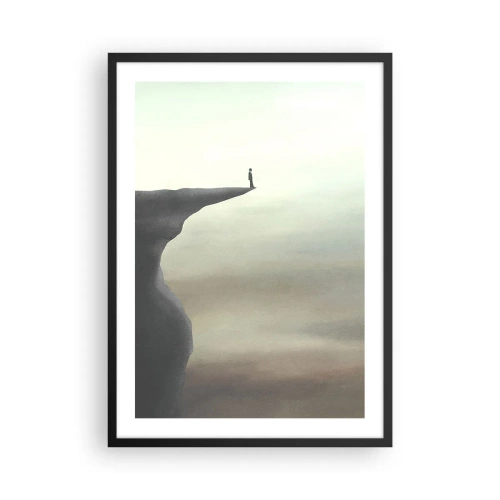 Poster in cornice nera - Silhouette di una donna in piedi sul bordo di una scogliera - 50x70cm - Certamente verso l'alto! - Decorazione murale moderna per soggiorno e camera da letto ARTTOR