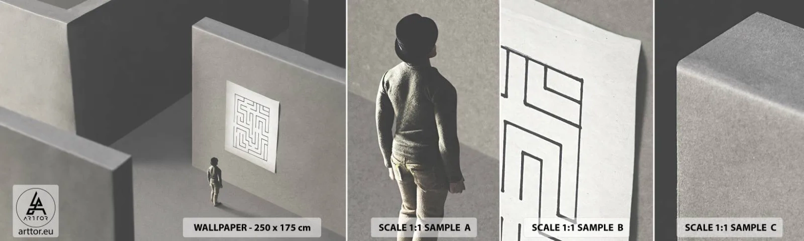 Campione Di Fotomurale Standard Eco - Ma dove mi trovo? - Labirinto, Astrazione, Pezzo - 100x30 cm