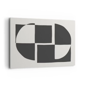 Quadro su tela - Stampe su Tela - Forme geometriche astratte in bianco e nero - 100x70cm - Antitesi - sintesi - Decorazione murale moderna per soggiorno e camera da letto ARTTOR