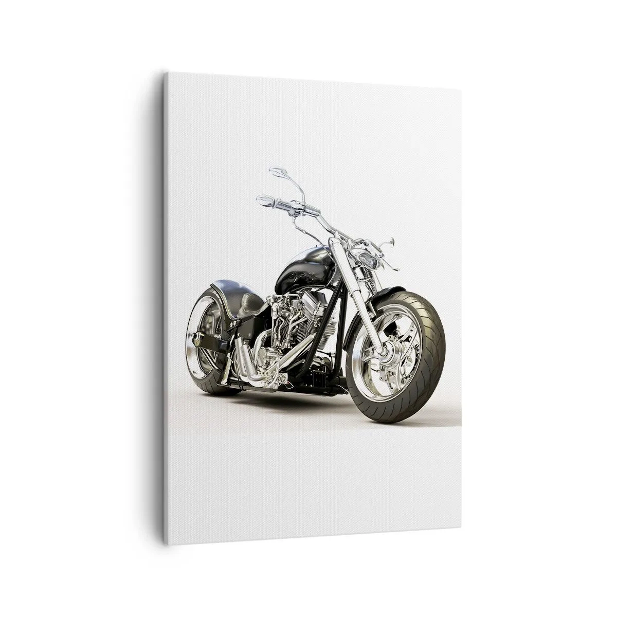 Quadro su tela - Stampe su Tela - Elegante motocicletta nera su sfondo bianco - 50x70cm - Potenza e carattere - Decorazione murale moderna per soggiorno e camera da letto ARTTOR