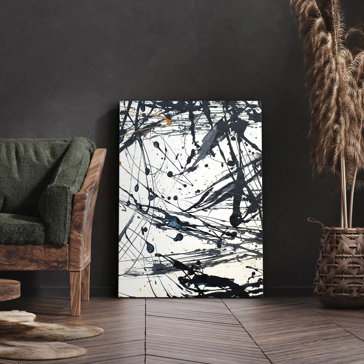Quadro su tela - Stampe su Tela - Motivo di pittura astratta con linee e macchie dinamiche - 50x70cm - Ha senso o non ha senso? - Decorazione murale moderna per soggiorno e camera da letto ARTTOR