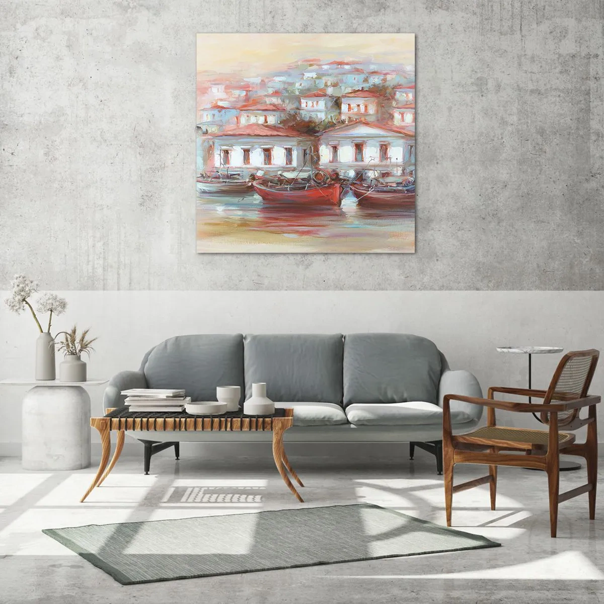 Quadro su vetro - Cittadina felice - 60x60 cm