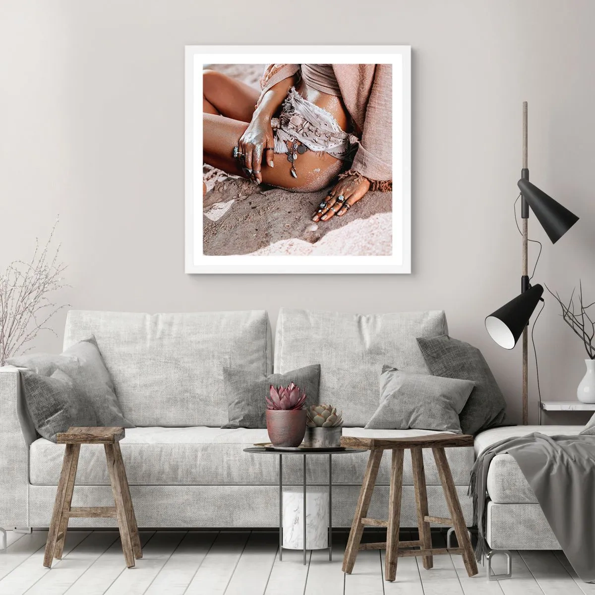 Poster in cornice bianca - Gettata dalle onde? - 40x40 cm