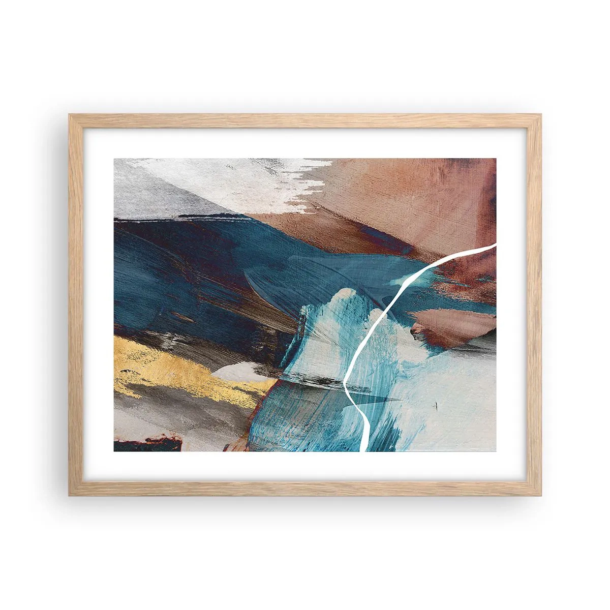 Poster in cornice rovere chiaro - Con forza ed energia - 50x40 cm