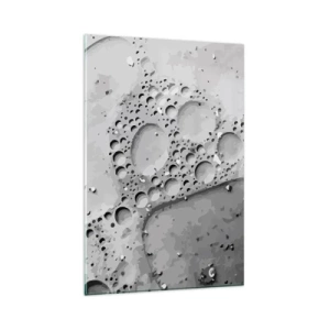 Quadro su vetro - Motivo a bolle in bianco e nero in stile minimalista - 80x120cm - Tracce di schiuma - Decorazione murale moderna per soggiorno e camera da letto ARTTOR