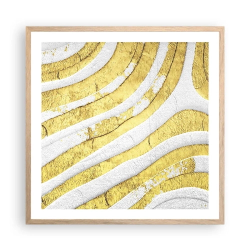 Poster in cornice rovere chiaro - Composizione in bianco e oro - 60x60 cm