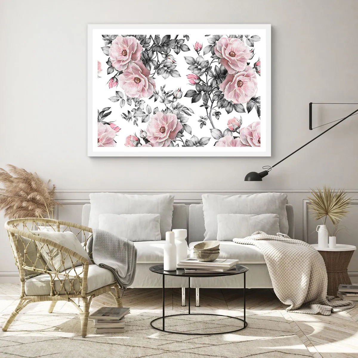 Poster in cornice bianca - Perdersi tra le rose - 100x70 cm