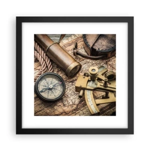 Poster in cornice nera - Traccia la rotta - 30x30 cm