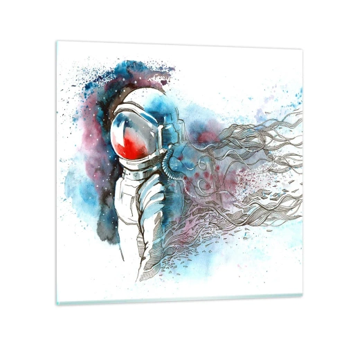 Quadro su vetro - Da solo nel cosmo - 30x30 cm