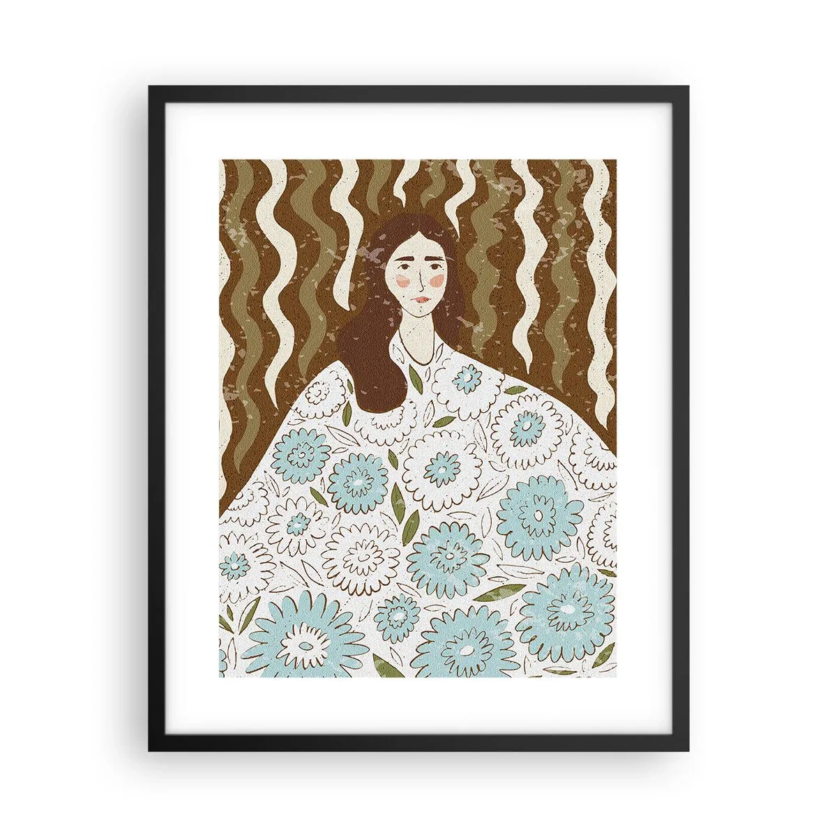 Poster in cornice nera - Ritratto con abito a fiori - 40x50 cm