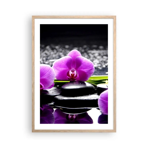 Poster in cornice rovere chiaro - Annegare nel silenzio e nella pace - 50x70 cm