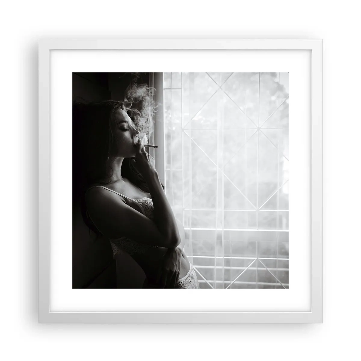 Poster in cornice bianca - Attimo sensuale - 40x40 cm