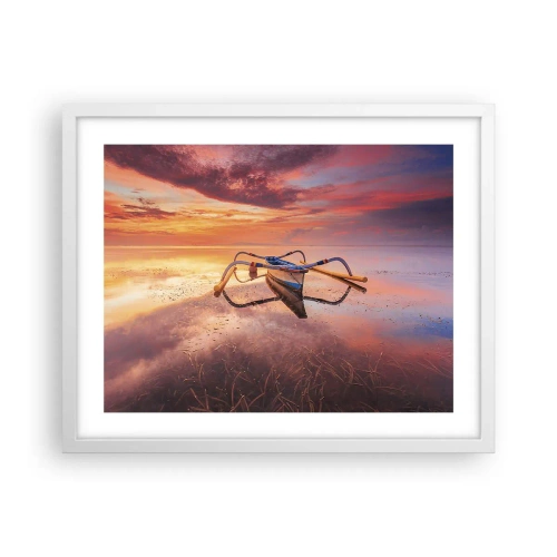 Poster in cornice bianca - La pace della sera tropicale - 50x40 cm