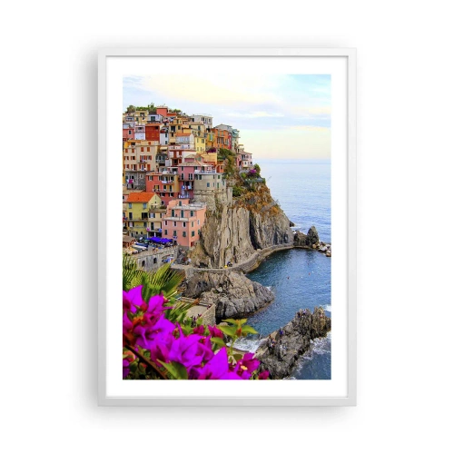 Poster in cornice bianca - La città che ride - 50x70 cm