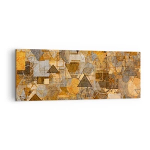 Quadro su tela - Stampe su Tela - Motivi geometrici astratti nelle tonalità dell'oro - 140x50cm - Il mondo compreso nella forma - Decorazione murale moderna per soggiorno e camera da letto ARTTOR