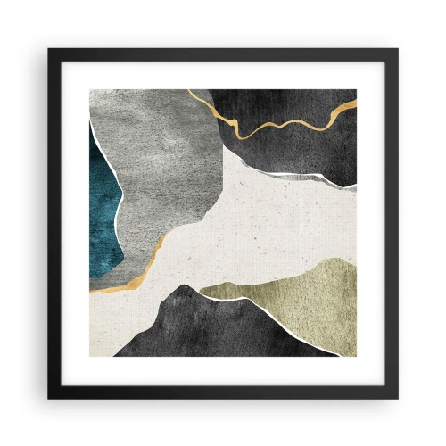 Poster in cornice nera - Composizione mosaico con filo d'oro - 40x40 cm