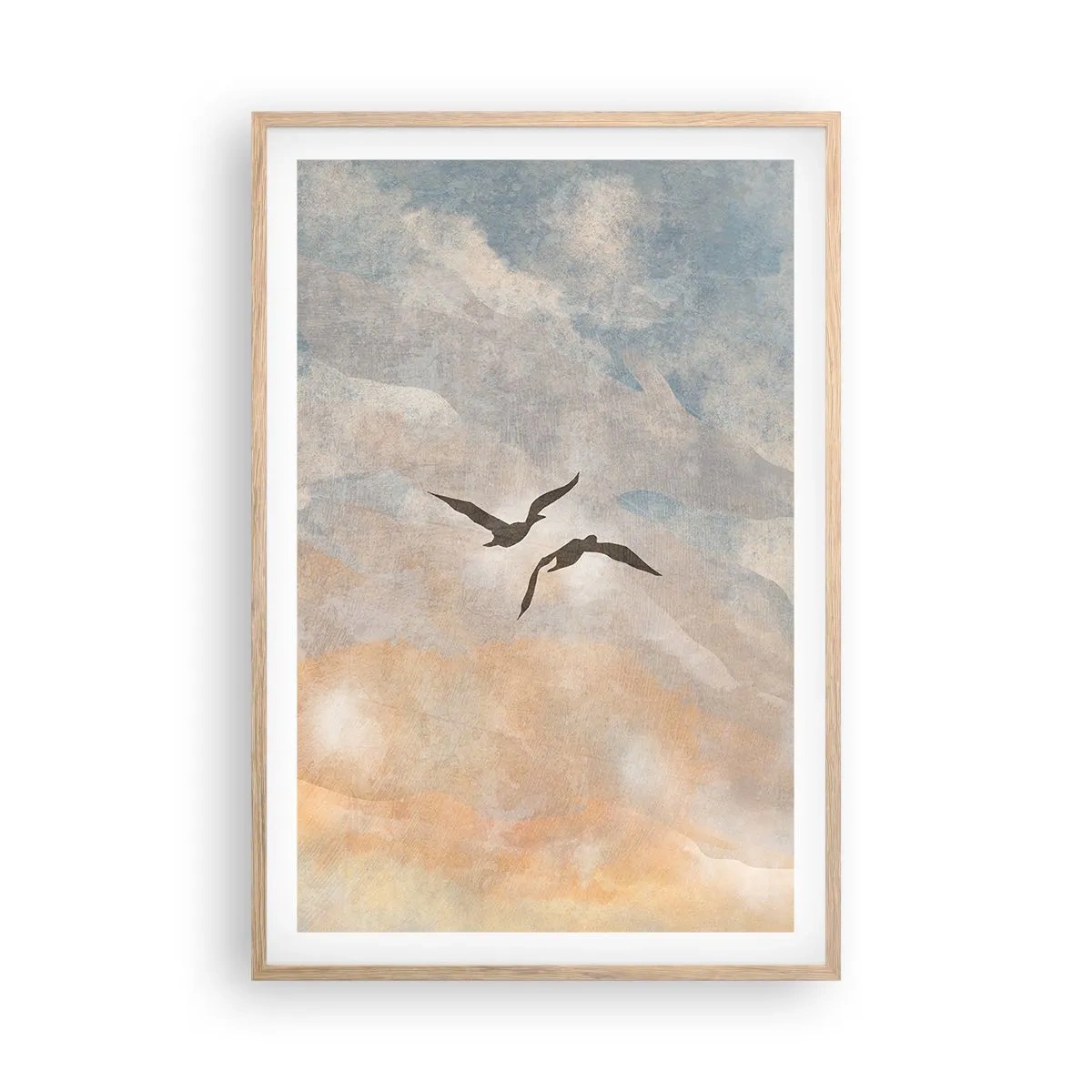 Poster in cornice rovere chiaro - Danza nel cielo - 61x91 cm