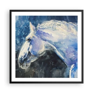 Poster in cornice nera - Ritratto in luce blu - 60x60 cm