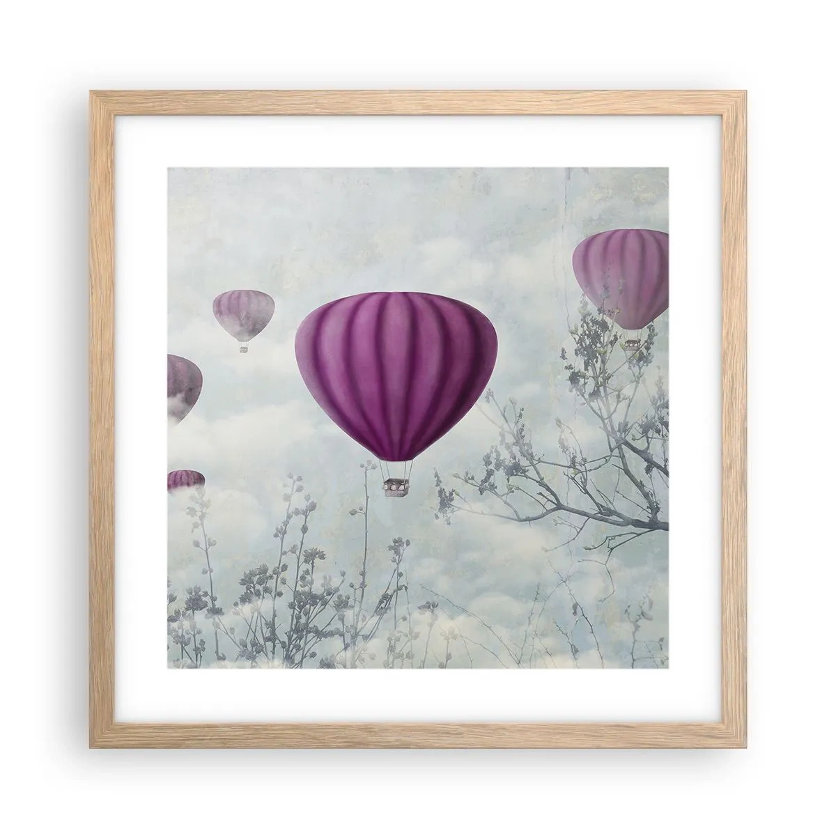 Poster in cornice rovere chiaro - Come navi nel cielo - 40x40 cm
