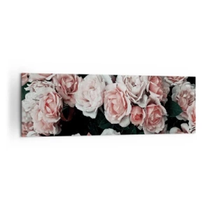 Quadro su tela - Stampe su Tela - Rose rosa su sfondo scuro in una composizione delicata - 160x50cm - Composizione di rose - Decorazione murale moderna per soggiorno e camera da letto ARTTOR
