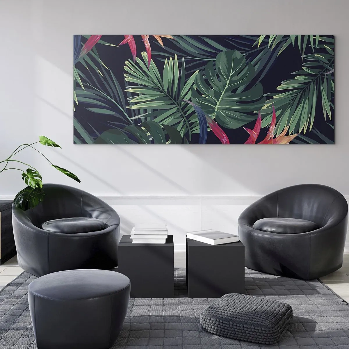 Quadro su vetro - Fiammante nel verde - 90x30 cm