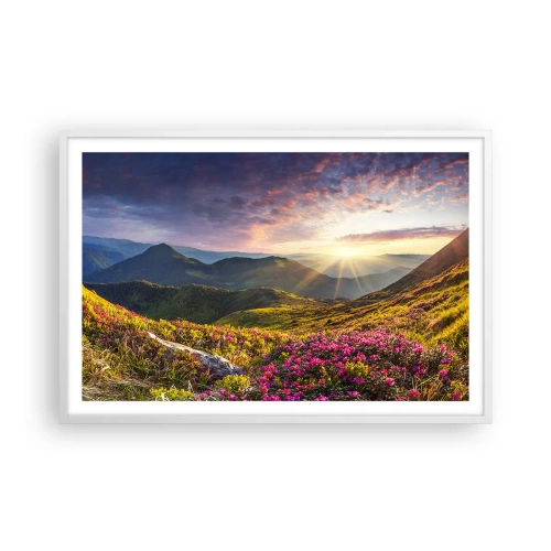 Poster in cornice bianca - La freschezza di un mattino sui monti - 91x61 cm
