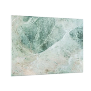 Quadro su vetro - Texture verde-beige che ricorda la pietra naturale - 70x50cm - Il freddo nobile della pietra - Decorazione murale moderna per soggiorno e camera da letto ARTTOR