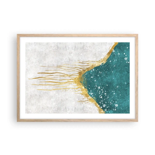 Poster in cornice rovere chiaro - Flusso dorato - 70x50 cm