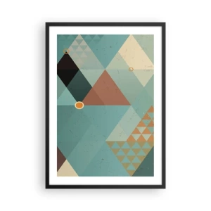 Poster in cornice nera - Composizione geometrica con triangoli in colori pastello - 50x70cm - Unità della molteplicità, molteplicità dell'unità - Decorazione murale moderna per soggiorno e camera da letto ARTTOR
