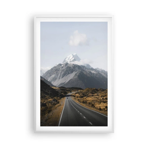Poster in cornice bianca - Via verso il cuore dei monti - 61x91 cm