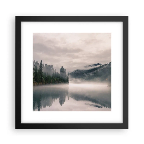 Poster in cornice nera - Riflettendo nella nebbia - 30x30 cm
