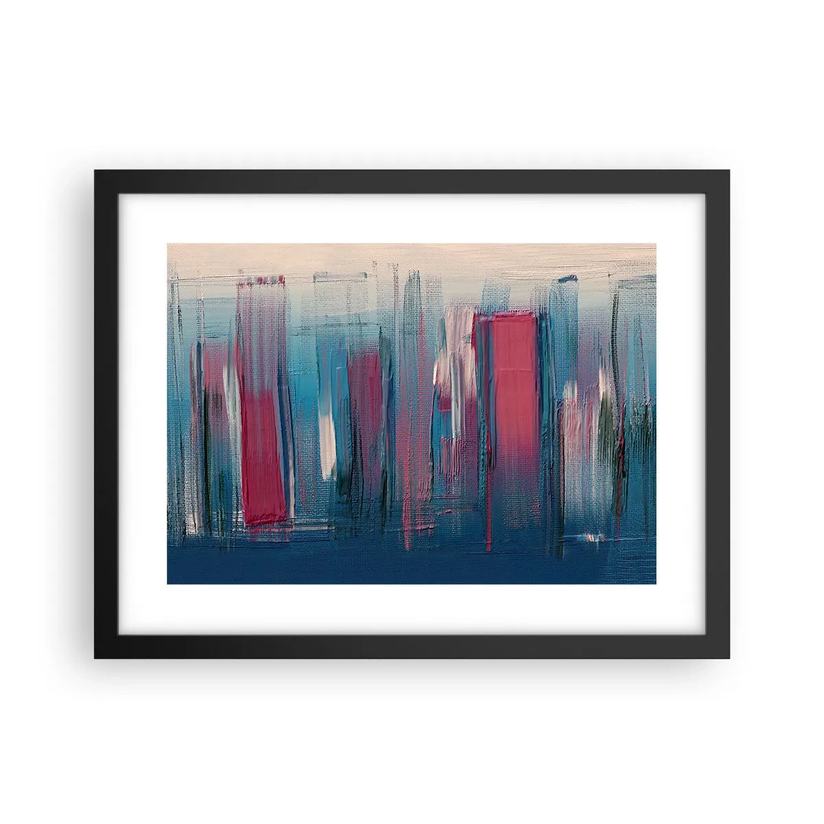 Poster in cornice nera - Composizione verticale in blu e rosso - 40x30 cm