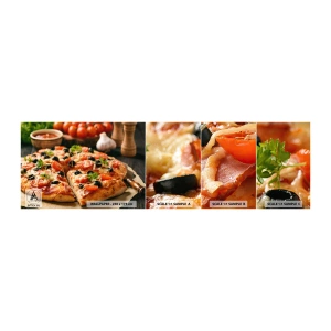 Campione di Fotomurale Adesivo Deluxe Sticker - Te la sei nuovamente cavata - Gastronomia, Pizza, Pomodoro - 100x30 cm