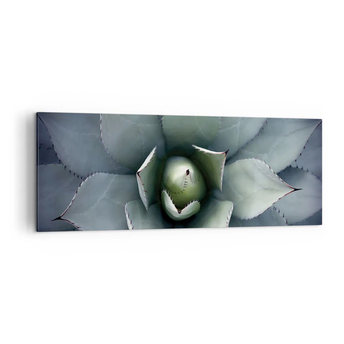 Quadro su tela - Stampe su Tela - Primo piano di una rosetta di agave in delicate tonalità di verde - 140x50cm - Adesca e minaccia - Decorazione murale moderna per soggiorno e camera da letto ARTTOR