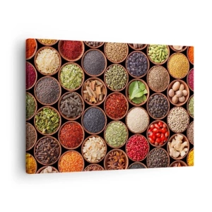 Quadro su tela - Stampe su Tela - Spezie colorate in contenitori rotondi - 70x50cm - Tutti i gusti del mondo - Decorazione murale moderna per soggiorno e camera da letto ARTTOR