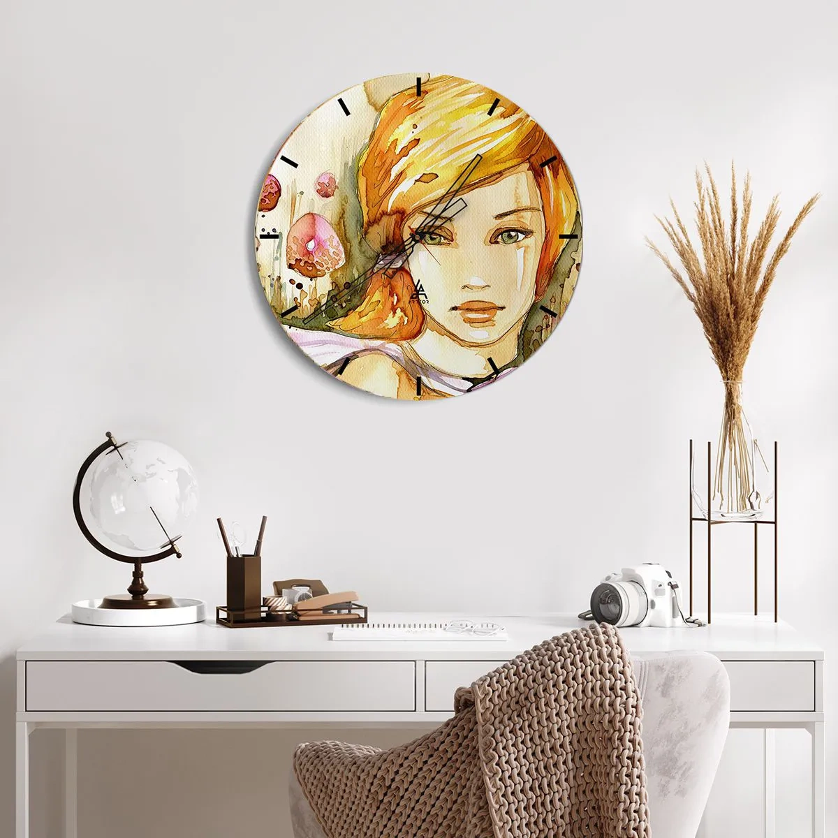 Orologio da parete - Orologio in Vetro - Sguardo di smeraldo, che calma l'ira - 40x40 cm