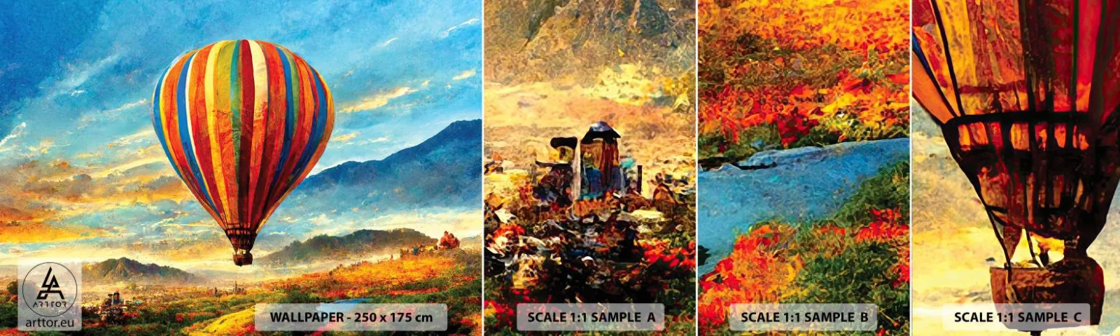 Campione di Fotomurale Adesivo Deluxe Sticker - Nel silenzio si vede meglio - Palloncino, Paesaggio, Natura - 100x30 cm