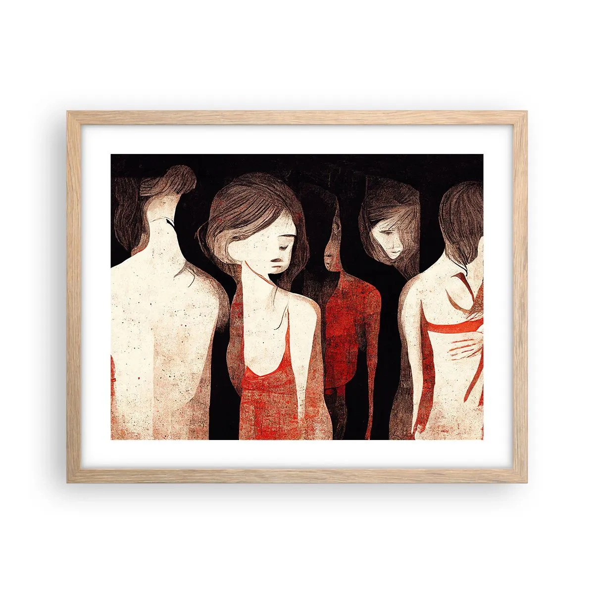 Poster in cornice rovere chiaro - Madonne nell'oscurità - 50x40 cm