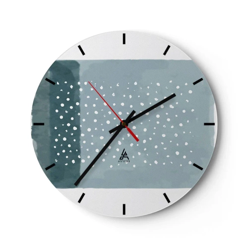 Orologio da parete - Orologio in Vetro - Una composizione moderna con punti su uno sfondo di sfumature di blu - 30x30cm - Spuntate nel blu - Decorazione murale moderna per soggiorno, cucina e camera da letto ARTTOR